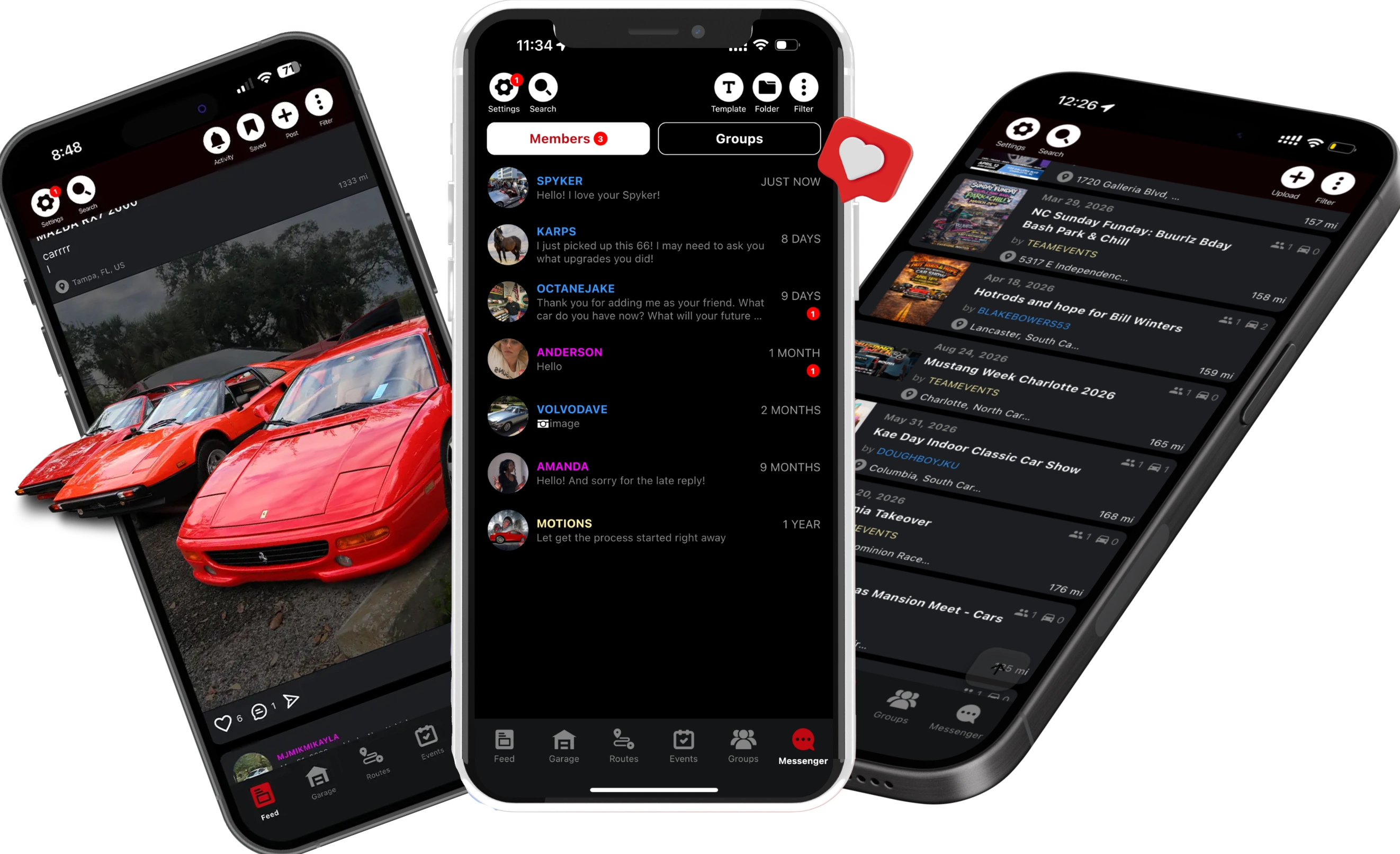 Garage App direct messaging screen