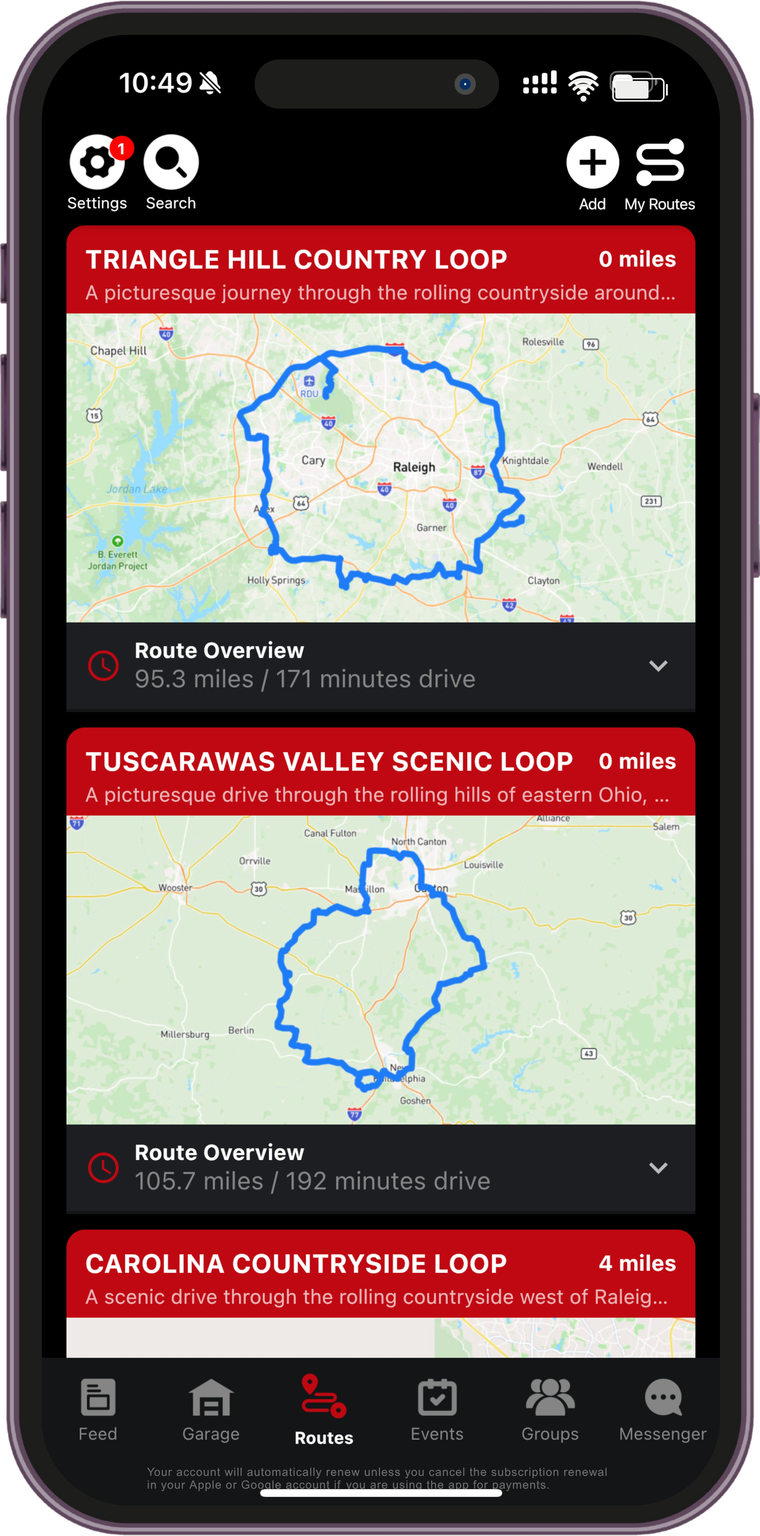 Garage App screen to join communities